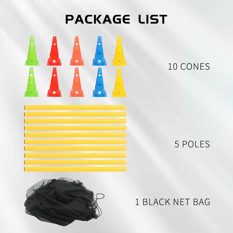 plzzree Dog Jump Agility Training Set Puppy Agility Training Hurdle 10 Cones & 5 Poles Combo for Backyard Adjustable Obstacle Training Course Equipment Outdoor Indoor - Image 5